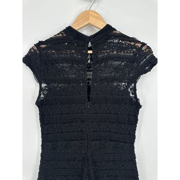 Kimchi Blue Anastasia Playsuit Romper Sheer Lace Floral Mock Neck Teddy Lingerie - Picture 10 of 13